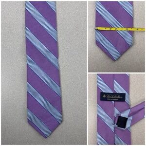 Brooks Brothers Makers and Merchants 59" Tie Silk Purple Blue Striped Made USA